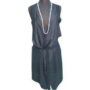 Cache Black Cover Up Shrug Wrap Top New Stretch Self Belt Asymmetric $98 NWT